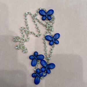 Moonstone with blue stone butterfly necklace.